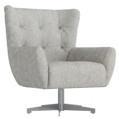 Poltrona Decorativa Malta Reclinável com Base Giratória Linho Bege Milani Movelaria
