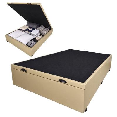 Cama Box com Baú Casal 1,38m em Revestimento Sintético Estrutura em Madeira Bege Caramelo Prince