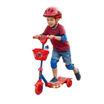 Patinete Infantil Heroi Aranha 3 Rodas com Luz LED e Freio Traseiro e Peso Suportado 35KG