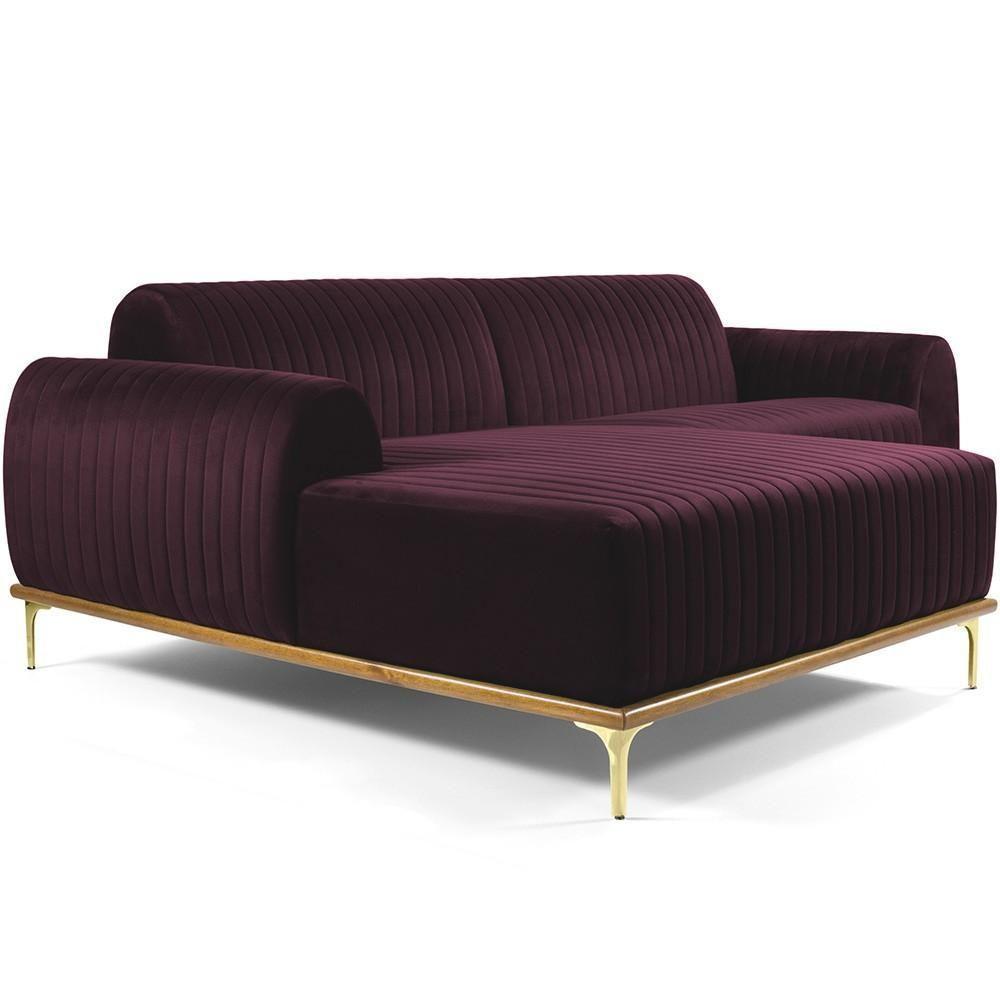 Sofá 4 Lugares Com Chaise Molino 255cm Roxo Grape C-292 - 1