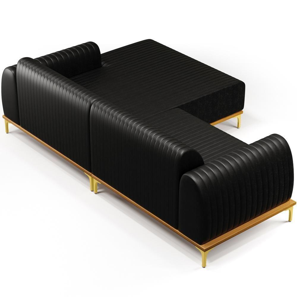 Sofá 4 Lugares Com Chaise Molino 265cm Preto B-159 - 2
