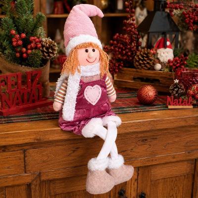 Boneco Decorativo Criança Natalino Pernas Moles Enfeite Rosa 64CM