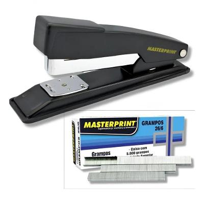 Grampeador Maxprint Metal 26-6 20 Folhas com 5000 Grampos Galvanizados Preto