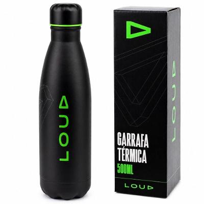 Garrafa Squeeze Loud Resistência Aço Inoxidável para Academia e Esporte Preto Clio 500ML