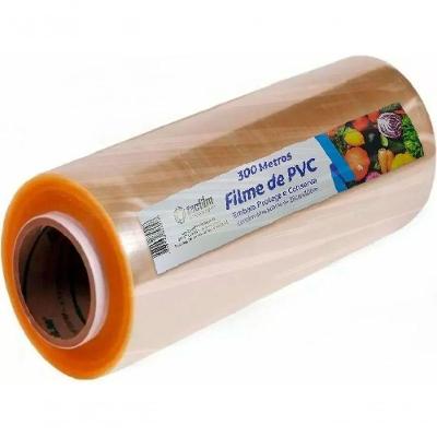 Filme PVC Rolo Bobina Transparente 38CM X 300M para Cozinha e Comércio Alimentos Frescos Guarufilme