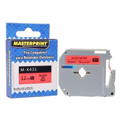 Fita para Rotuladora Mk431 Fita Vermelha com Impressão Preta MASTERPRINT 12MMX8M