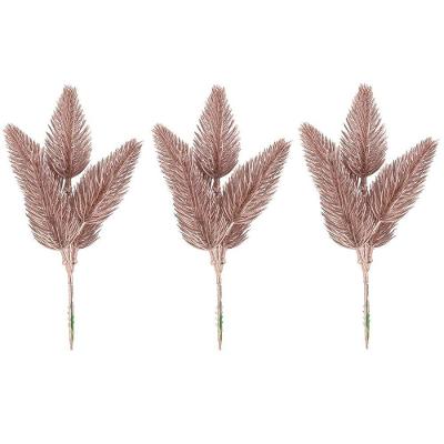 Decoração Natalina Galho Pick Pinheiro Natal Rosê Fosco com 3 Unidades Rosê Yangzi