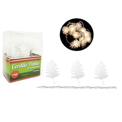 Cordão de Luz LED 21373 B* com 10 Lâmpadas LED em Formato de Pinha 1,80M Fio Transparente Yangzi