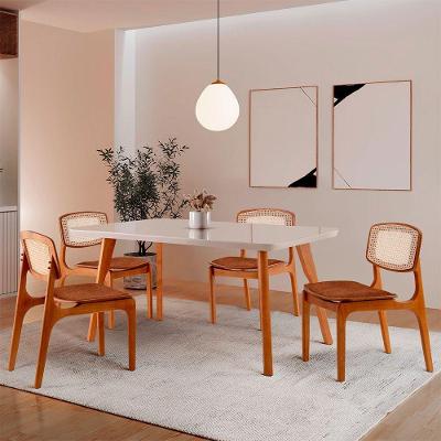 Conjunto de Jantar Malta 4 Lugares Tampo em Vidro Imbuia 120CM Moderna