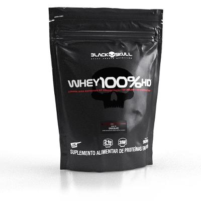 Whey Protein Black Skull 100% HD Blend Chocolate 900G Pote Suplemento em Pó 25 Doses