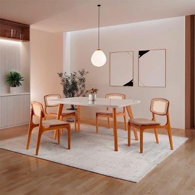 Conjunto de Jantar Malta 4 Lugares Tampo em Vidro Imbuia 120CM Moderna