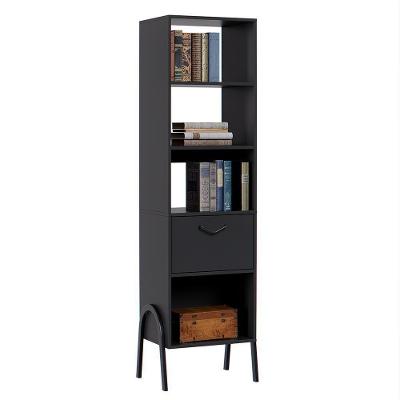 Armário Organizador Steel 1 Porta 2 Prateleiras MDP Preto EJ Móveis