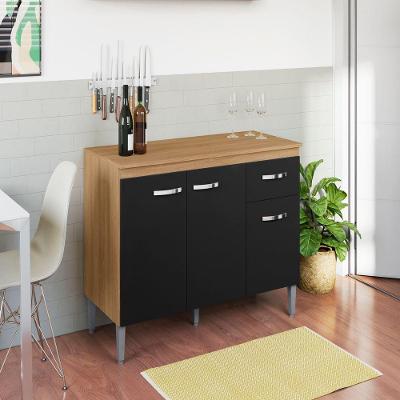 Balcão Gabriela 3 Portas 1 Gaveta MDP 120CM Amêndoa AJL Móveis