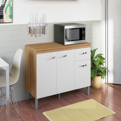 Balcão Gabriela 3 Portas 1 Gaveta MDF-MDP 120CM Amêndoa AJL Móveis