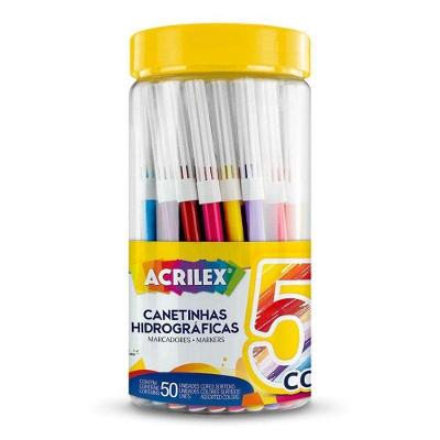 Canetinha Hidrográfica Acrilex 6905 Ponta Fina 2mm 50 Cores