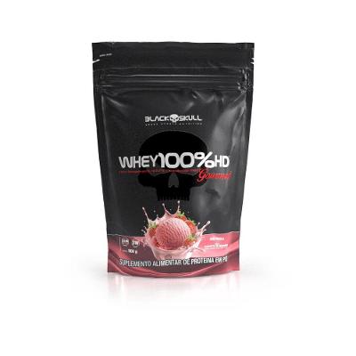 Whey 100% HD Gourmet Black Skull Blend Morango 900G com 30 Doses