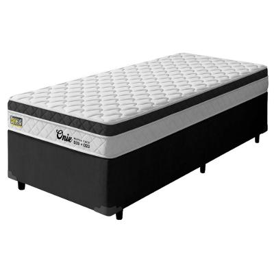 Cama Box Solteiro Onix Euro Pillow Espuma Ortopédica Tecido Jacquard Branco Preto Hellen