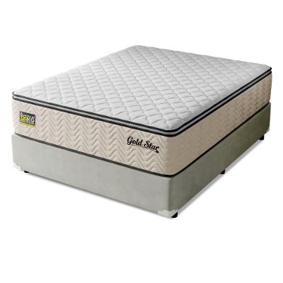 Cama Box com Colchão Queen Gold Star Pillow Top Molas Ensacadas Malha Bege Hellen Estofados