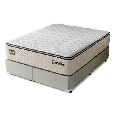 Cama Box com Colchão Queen Gold Star Molas Ensacadas Malha Bege Hellen Estofados e Colchões