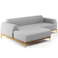 Sofá 3 Lugares Com Chaise Esquerdo 230cm Cinza - 1