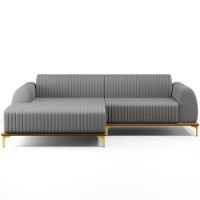 Sofá 4 Lugares Com Chaise Esquerdo 255cm Cinza Escuro