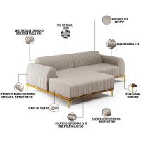 Sofá 3 Lugares Com Chaise De Estar Molino 245cm Bege C-107 - 6