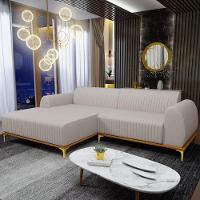 Sofá 3 Lugares Com Chaise De Estar Molino 245cm Bege C-107 - 7