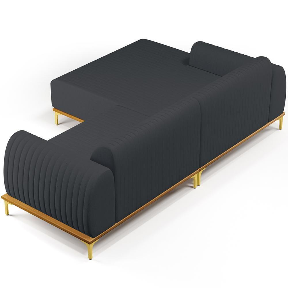 Sofá 4 Lugares Com Chaise Esquerdo 265cm Chumbo - 2