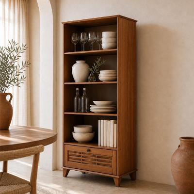 Estante Livreiro Aton S05 Moderno 3 Prateleiras 3 Nichos Amadeirado Lyam Decor