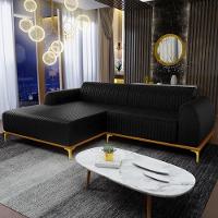 Sofá 4 Lugares Com Chaise Esquerdo Sala Estar 265cm Preto - 7