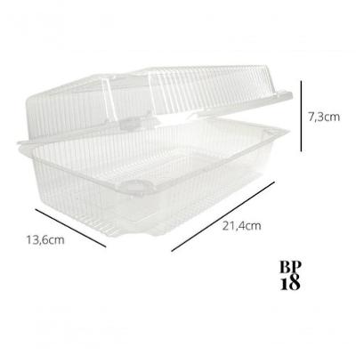Embalagem para Doce BP18 com Formato Retangular Plástico Resistente Tampa Articulada Transparente