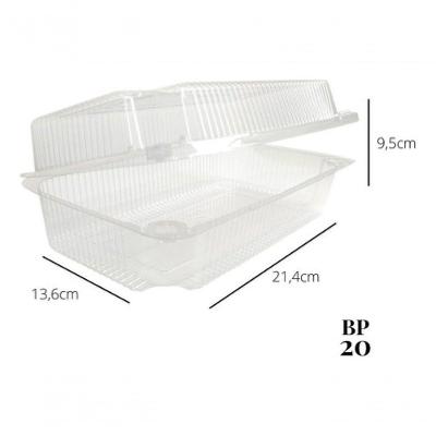 Embalagem para Doces BP20 Retangular com Tampa Articulada Transparente 50 Unidades