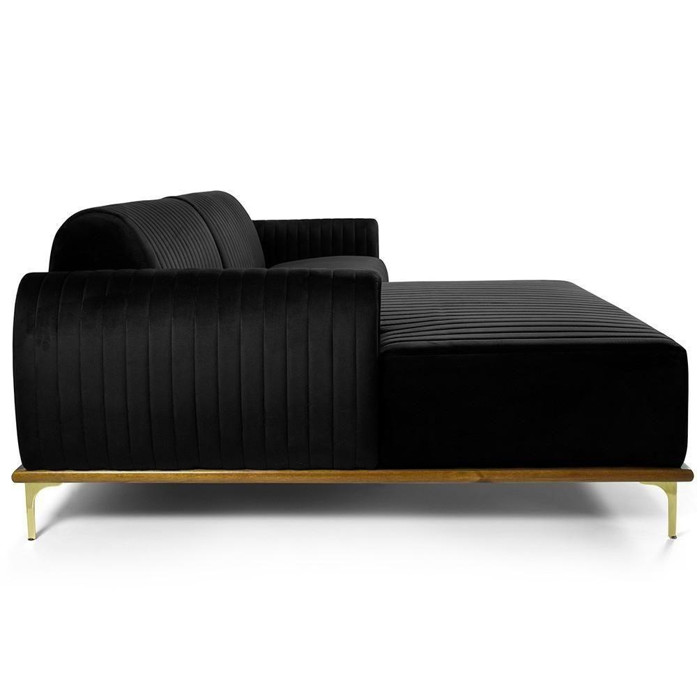 Sofá 3 Lugares Com Chaise 245 Cm Preto C-300-lyam Decor - 2