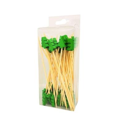 Palitos para Petisco Magizi Decorado Árvore de Natal Bambu 12CM 50 Unidades Amadeirado Yangzi