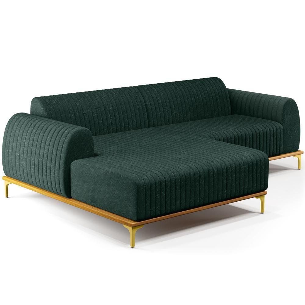 Sofá 4 Lugares Com Chaise Esquerdo 265cm Verde Musgo - 1