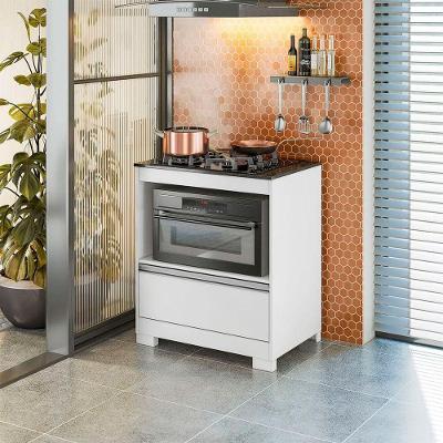 Kit Balcão + Cooktop a Gás Notável Móveis 4 Bocas Vidro Temperado Branco e Preto Bivolt