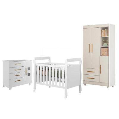 Guarda Roupa Infantil com Cômoda e Berço Flocos com Cômoda Fly e Berço Americano Soninho 3 Portas 2