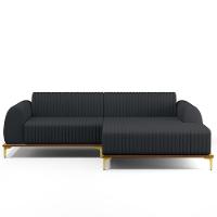 Sofá 3 Lugares Com Chaise Direito 230cm Chumbo