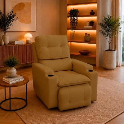 Poltrona 1 Retrátil com Porta Copos Suede Café Balaqui Decor 86CM