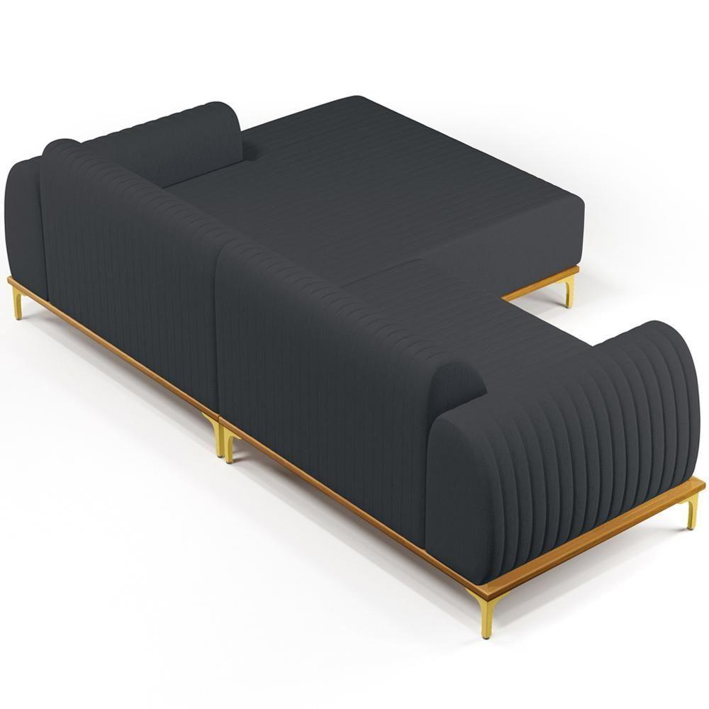 Sofá 4 Lugares Com Chaise Direito 255cm Chumbo - 2