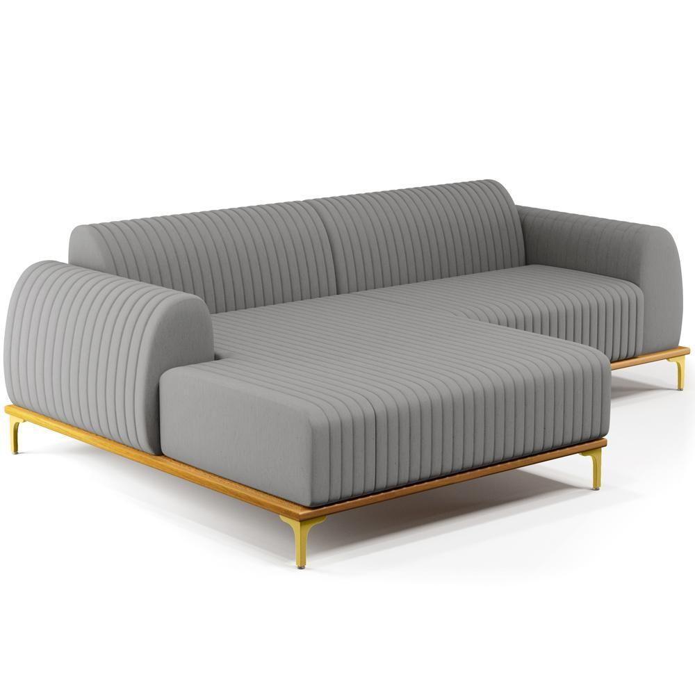 Sofá 4 Lugares Com Chaise Esquerdo 265cm Cinza Escuro - 1