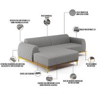 Sofá 4 Lugares Com Chaise Esquerdo 265cm Cinza Escuro - 6