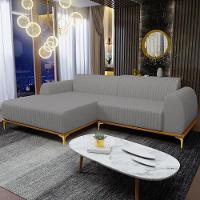 Sofá 4 Lugares Com Chaise Esquerdo 265cm Cinza Escuro - 7