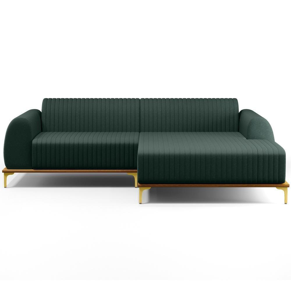 Sofá 4 Lugares Com Chaise Direito 255cm Verde Musgo C117 - 6