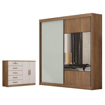 Conjunto Guarda Roupa Casal Sienna 2 Portas de Correr 4 Gavetas Cumaru 25 Fendi