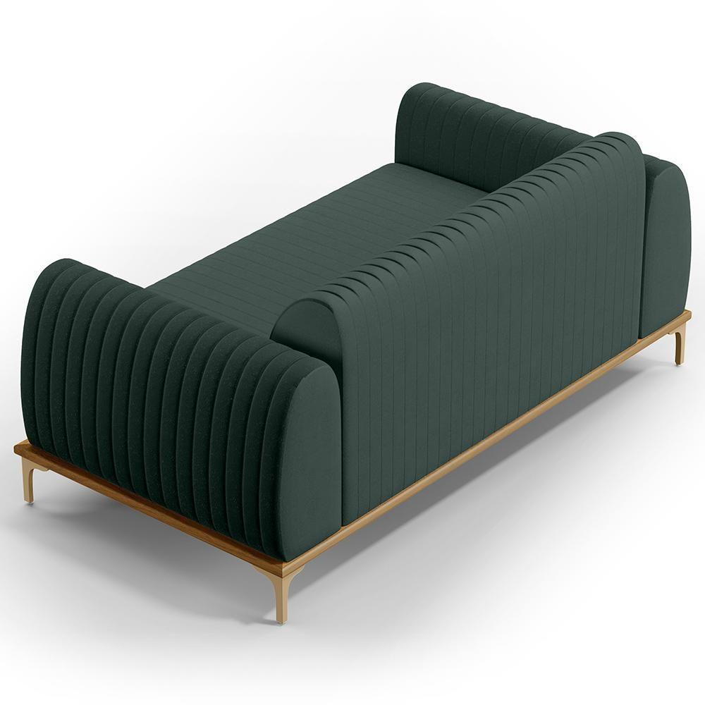 Sofá 2 Lugares Molino 150 Cm Pés D'ouro Verde Musgo C-117 - 2