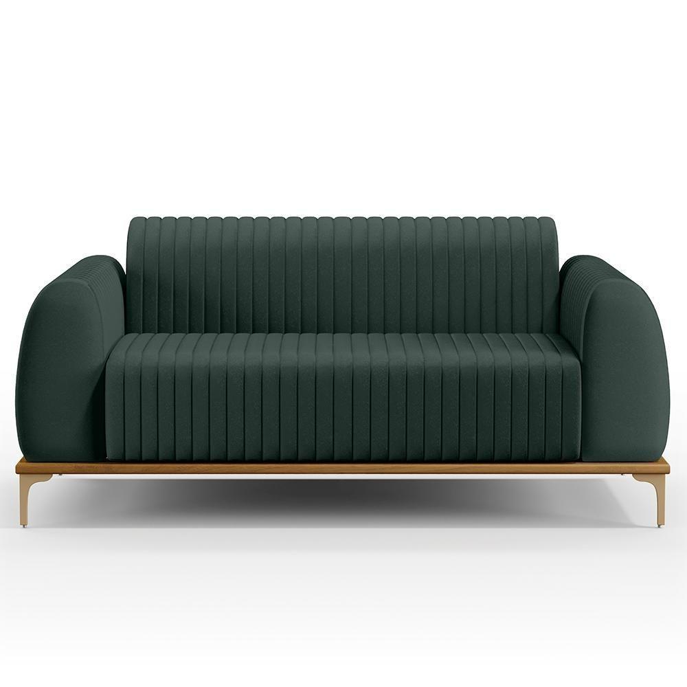 Sofá 2 Lugares Molino 150 Cm Pés D'ouro Verde Musgo C-117 - 6