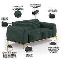 Sofá 2 Lugares Molino 150 Cm Pés D'ouro Verde Musgo C-117 - 5