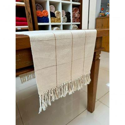 Caminho de Mesa Grid Algodão 40cm X 1,60m Caramelo