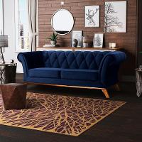 Sofá 3 Lugares Império 210 Cm Veludo Azul Marinho C-287 - 4